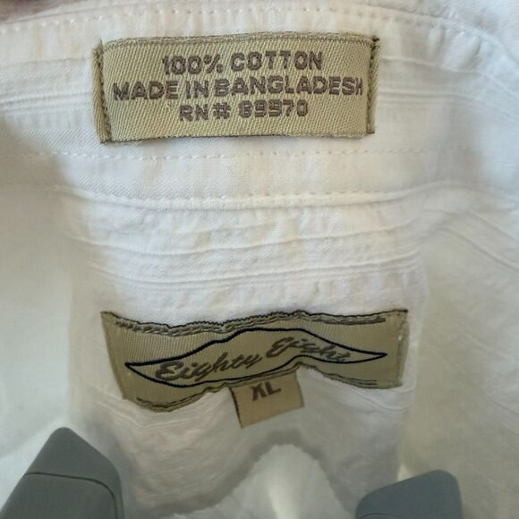 VTG Eighty Eight Button Short Sleeve Shirt Mens XL White Cross Grunge Y2K Punk - Picture 4 of 6